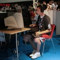 rapha resting keyboard on his big knees